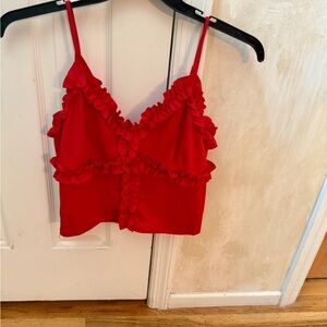 Elegant Red Ruffled Camisole